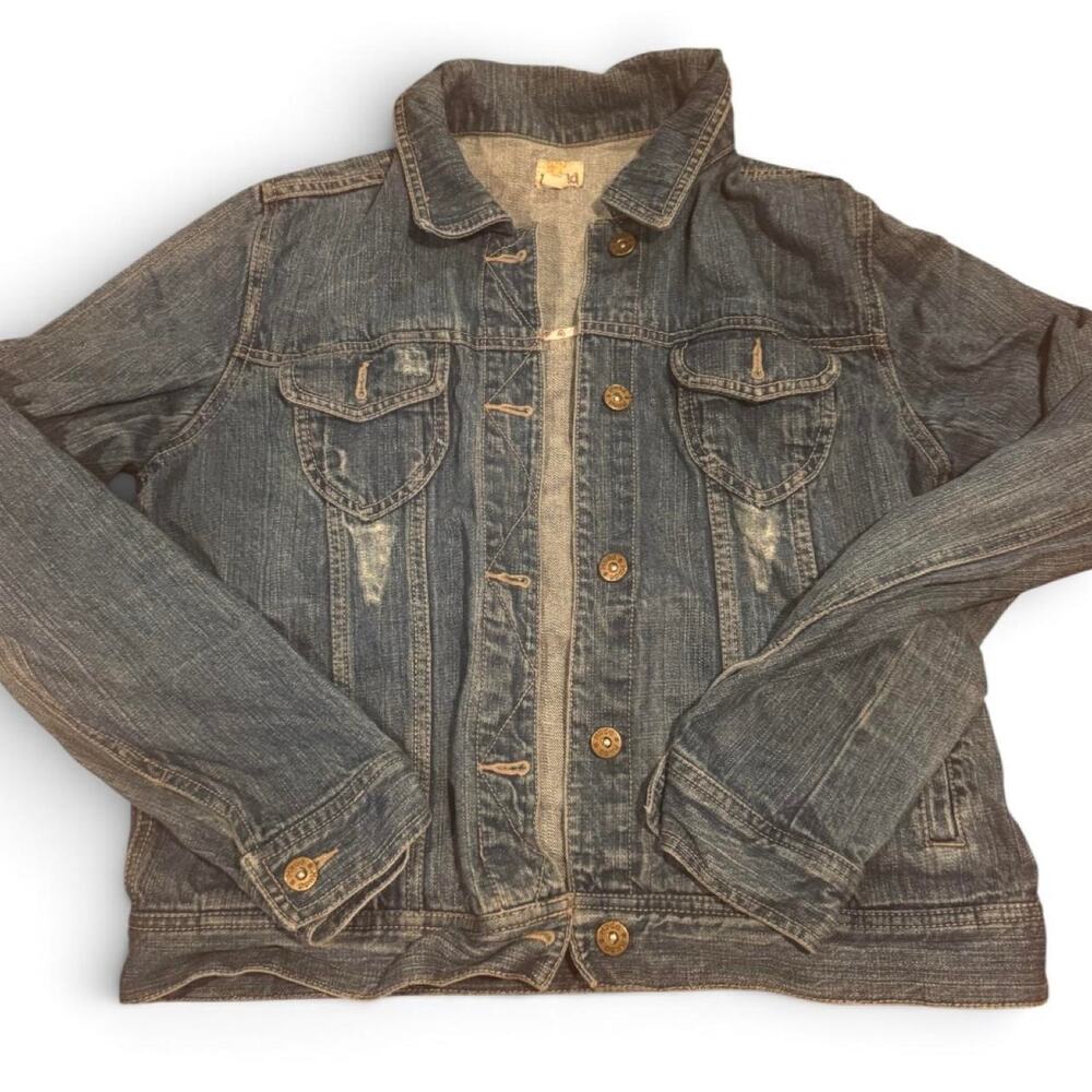 Mudd Denim Jacket Women’s Large Blue Trucker Button Front Jean Jacket